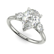 Juliet Pear Cut Trilogy Pave 4 Prong Claw Set Engagement Ring Setting - Nivetta